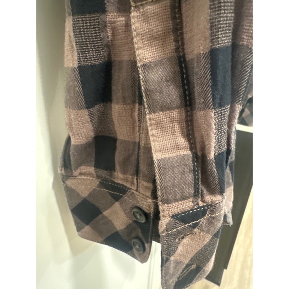 Sanctuary Womens Brown Black Plaid Button Down Shirt western tunic Size S boho - Picture 4 of 8